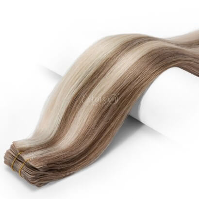 Biadesive invisibili - 20 fasce da 4 cm, double drawn, 100% capelli veri - 12