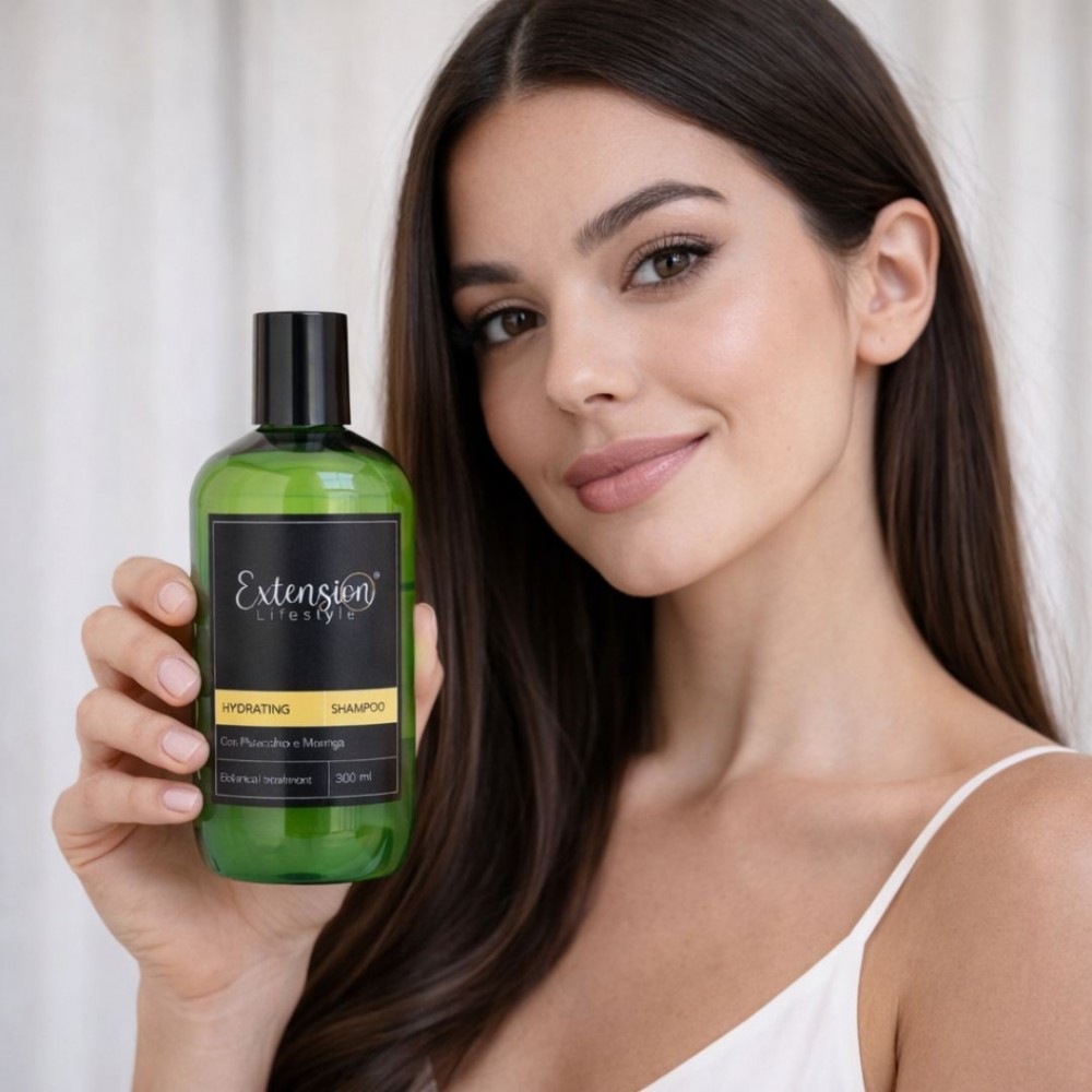 Shampoo idratante capelli ed extension al pistacchio e moringa